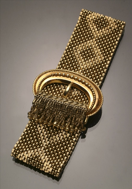 Appraisal: Tested -Karat Yellow-Gold Mesh and Tassel Belt-Form Bracelet Circa Weight