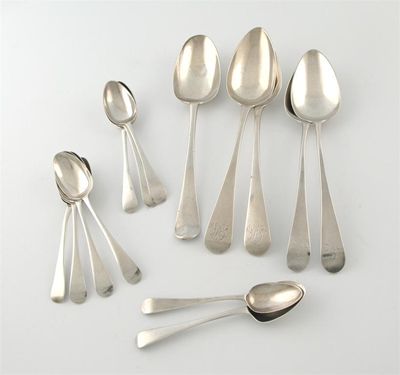 Appraisal: A quantity of assorted old English pattern silver spoons including