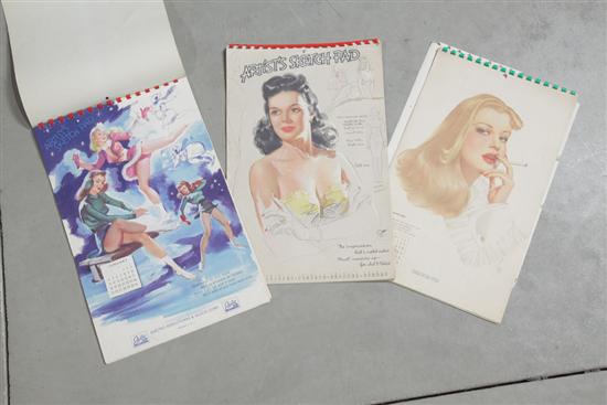 Appraisal: THREE VINTAGE PINUP CALENDARS One by Varga two by Artist