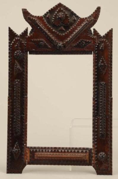 Appraisal: Tramp Art Frame Description Early th Century With heart and