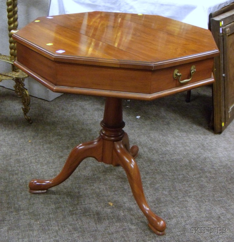 Appraisal: Henkel-Harris Virginia Galleries Queen Anne Style Octagonal Walnut Lift-top Table