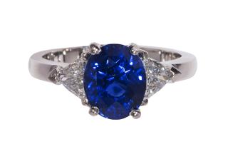 Appraisal: Sapphire diamond and platinum ring Sapphire diamond and platinum ring