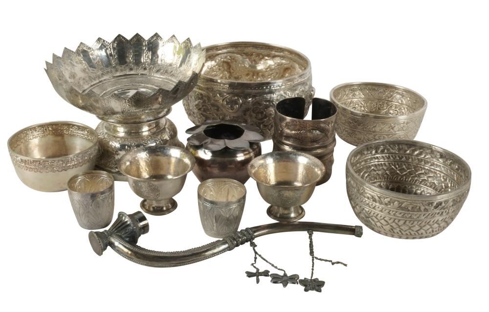 Appraisal: COLLECTION OF ASSORTED THAI SILVERcomprising pieces most unmarked approximately grams