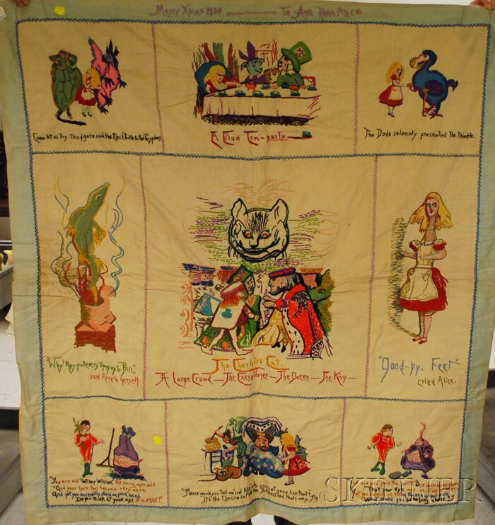 Appraisal: Christmas Child's Alice in Wonderland Embroidered Bedspread