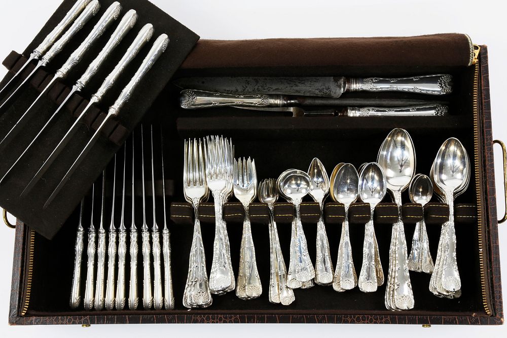 Appraisal: Tiffany Co Sterling Silver Flatware Service in the Wave Edge