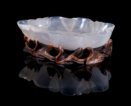 Appraisal: Sale Lot A Carved Agate Brush Washer the translucent white