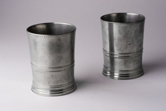 Appraisal: PAIR OF PEWTER BEAKERS THOMAS D BOARDMAN - AND LUCIUS