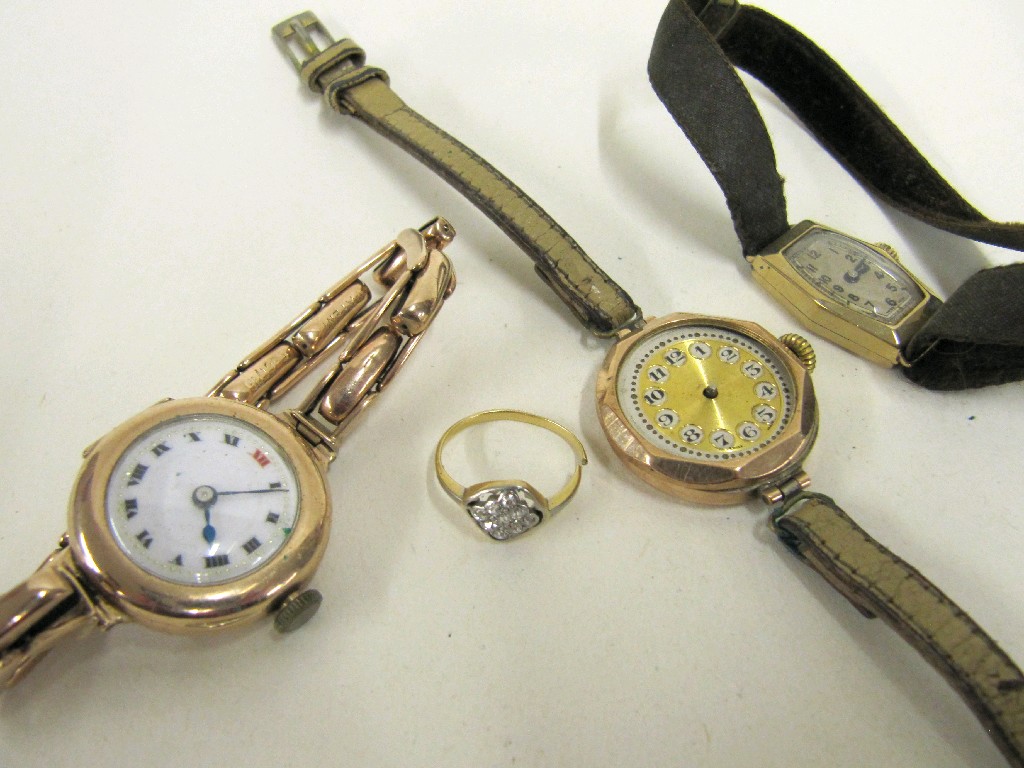 Appraisal: Lot comprising three ladies early th century ct gold wrist