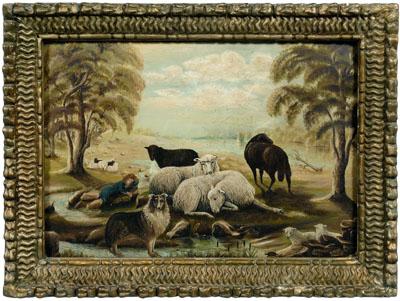 Appraisal: th century American School painting sleeping shepherd with sheep and