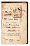 Appraisal: LOCKE JOHN An Abridgment of Mr Locke's Essay upon Humane