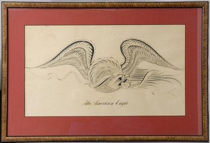 Appraisal: AMERICAN CALLIGRAPHIC DRAWING THE AMERICAN EAGLE Pen and ink the