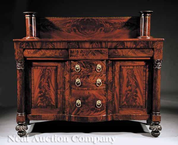 Appraisal: An American Classical Carved Mahogany Sideboard c attributed to Joseph