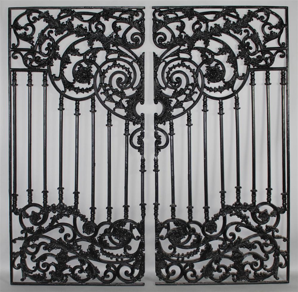 Appraisal: PAIR OF WROUGHT IRON GATES WITH LEAF PATTERN each gate