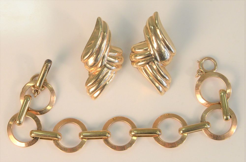 Appraisal: K Gold Bracelet along with a pair of earrings grams