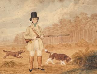 Appraisal: Caleb William Wing English - Hunter and Dogs signed and