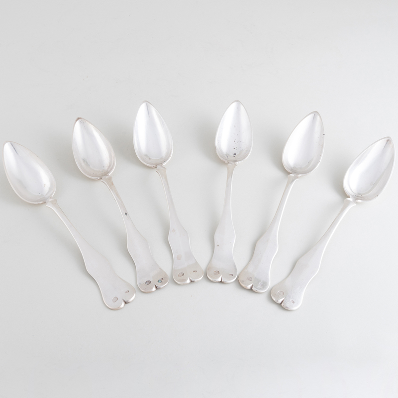 Appraisal: Set of Six Large Dutch Silver Tablespoons With mark in