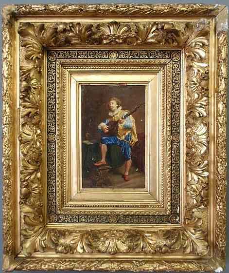 Appraisal: Oil on panel Continental painting of a musician th c