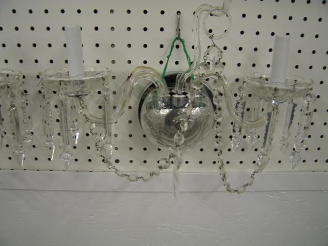 Appraisal: Pair of Italian Cut Crystal Sconces fancy cut prisms x