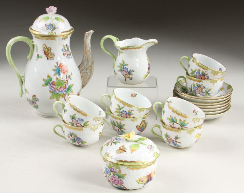 Appraisal: Herend Porcelain Coffee Service Queen Victoria pieces including coffee pot