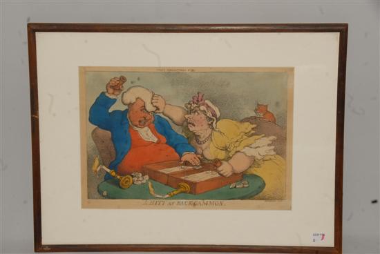 Appraisal: THOMAS ROWLANDSON - Hand tinted lithograph A Hit At Backgammon