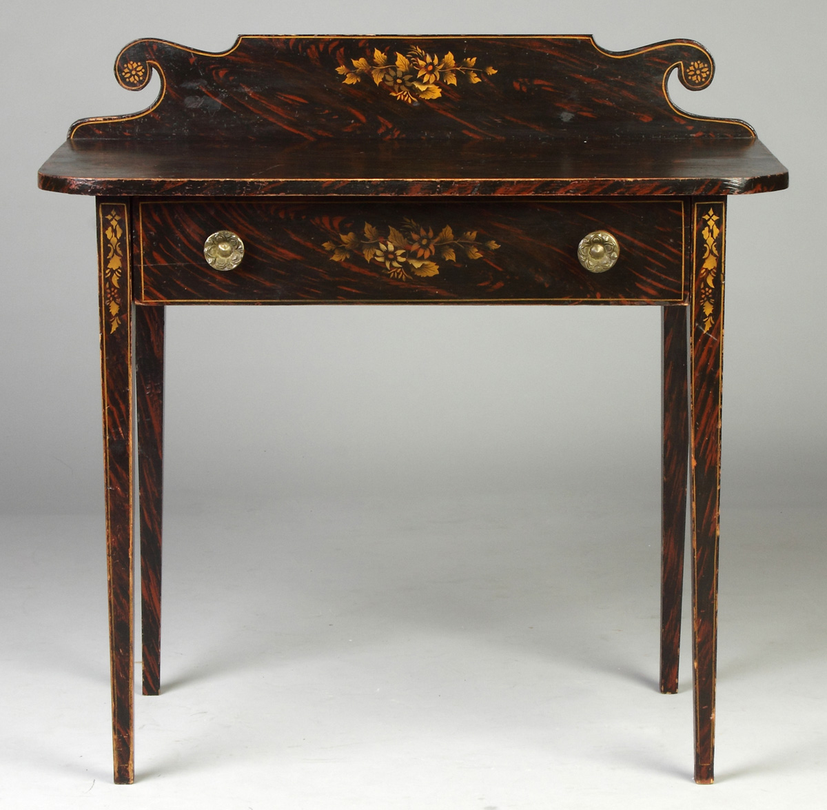 Appraisal: New England Grain Painted Stenciled Pine Dressing Table