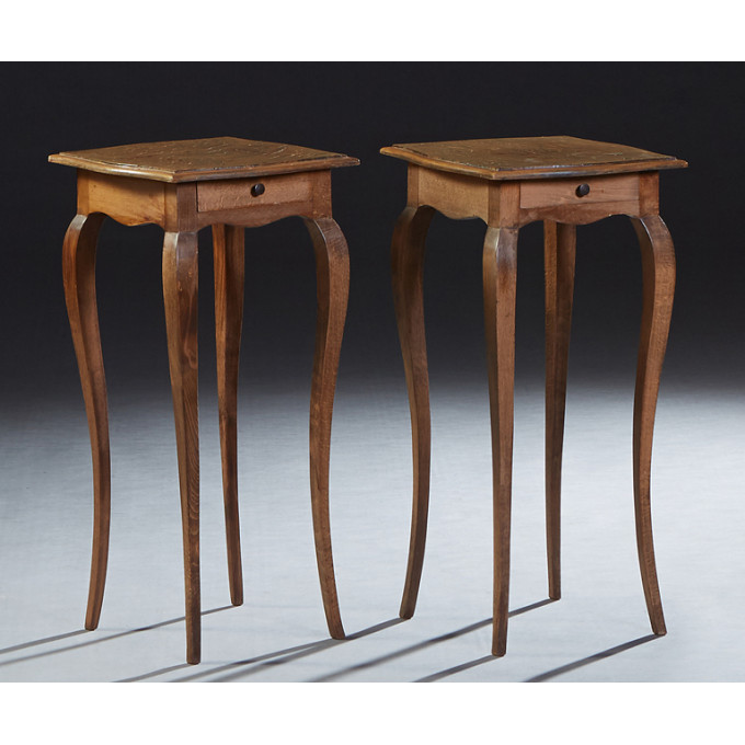 Appraisal: Pair of Diminutive Carved Walnut Louis XV Style Side Tables