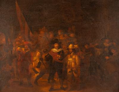 Appraisal: After Rembrandt The Night Watch oil on oak panel cm