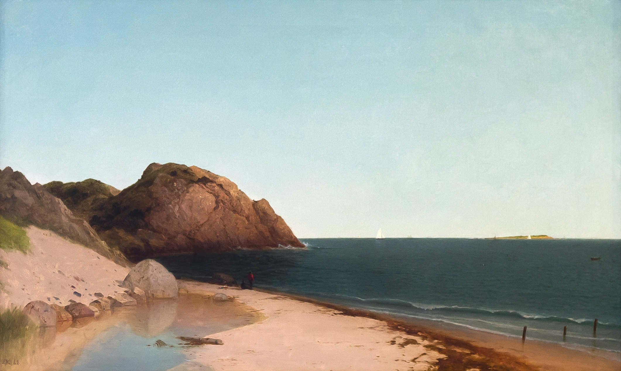 Appraisal: JOHN F KENSETT AMERICAN - SINGING BEACH EAGLE ROCK MAGNOLIA