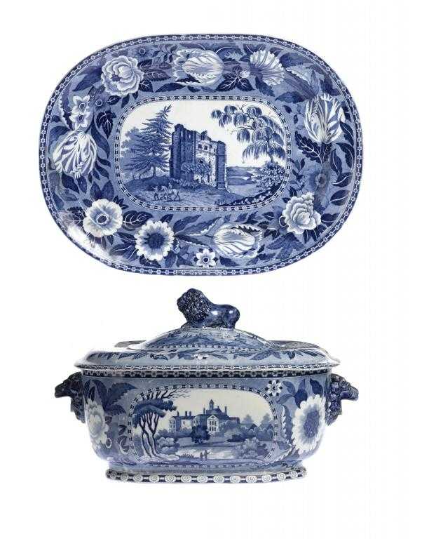 Appraisal: A BLUE PRINTED EARTHENWARE TULIP BORDER SERIES SOUP TUREEN COVER