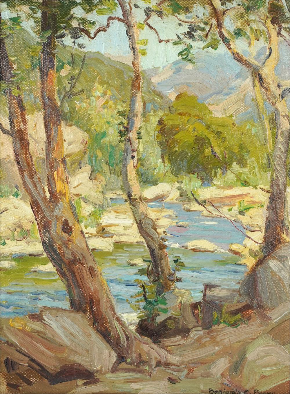 Appraisal: BENJAMIN CHAMBERS BROWN - RIVER LANDSCAPEoil on canvasboard signed lower