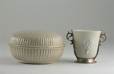 Appraisal: A Chinese blanc de Chine deep U-shaped cup with applied