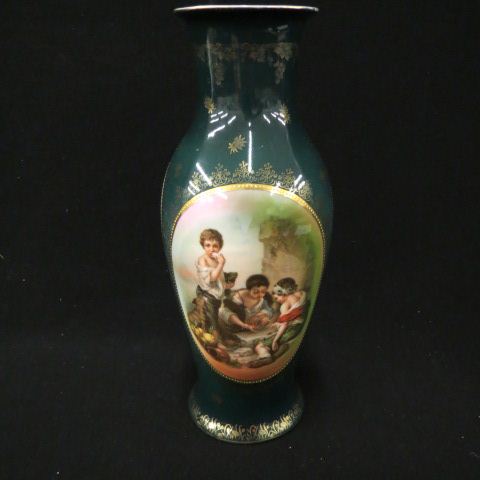 Appraisal: R S Prussia Porcelain Portrait Vase medallions of boys playing