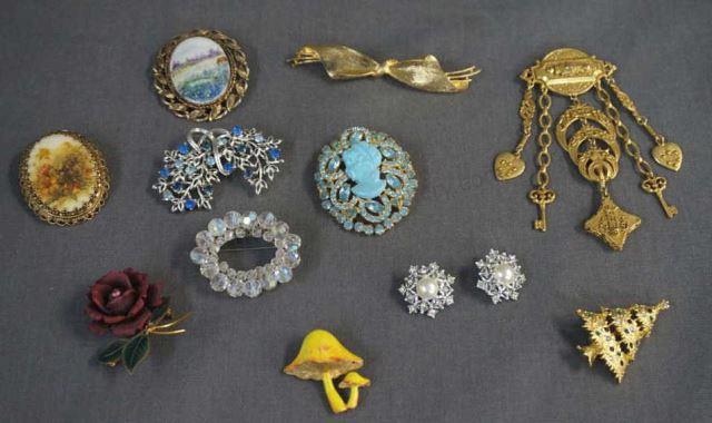 Appraisal: Dozen Vintage Estate Ladies Brooches Coro - Sarah Coventry -