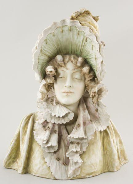 Appraisal: Teplitz Porcelain Bust of a Lady demure portrayal of a