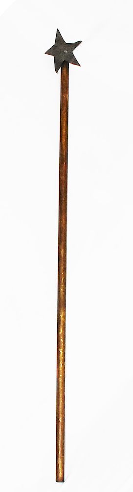 Appraisal: IOOF Wooden Staff with Metal Star IOOF Wooden Staff with