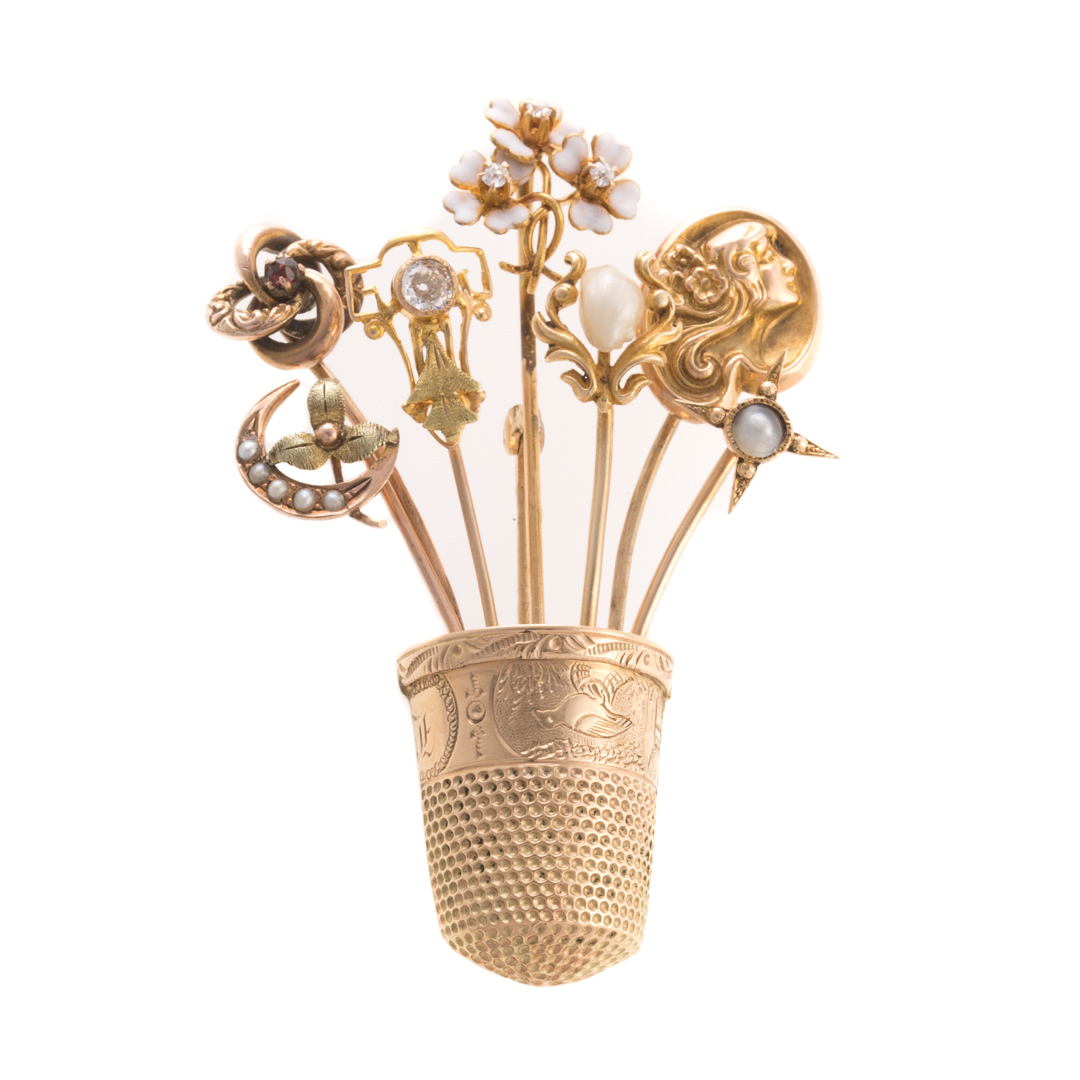 Appraisal: A Lady's Stick Pin Bouquet Brooch K yellow gold brooch