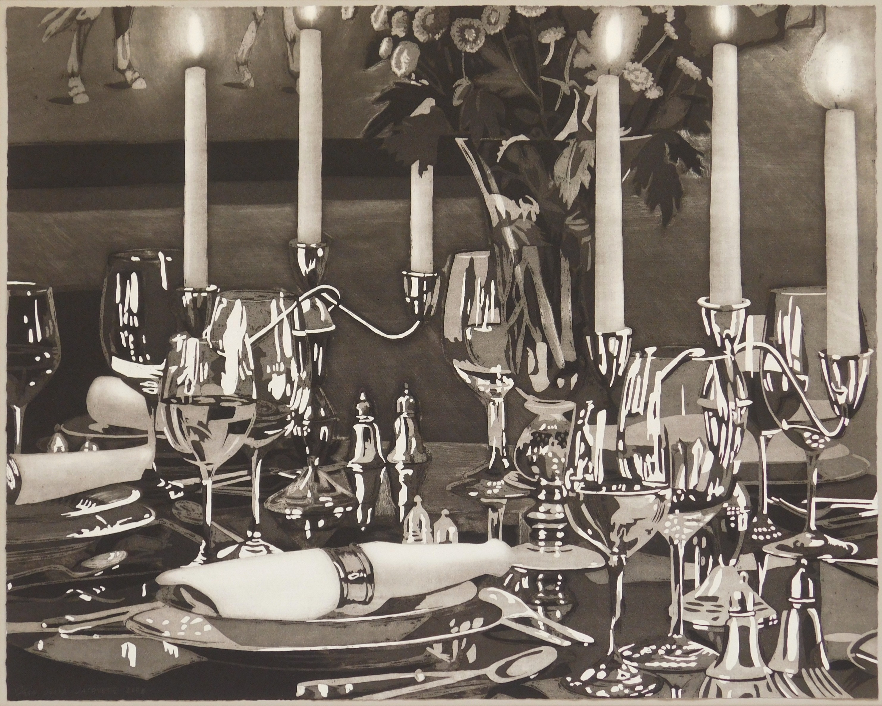 Appraisal: Julia Jacquette American - ''Dining Room with Horse Painting''- aquatint