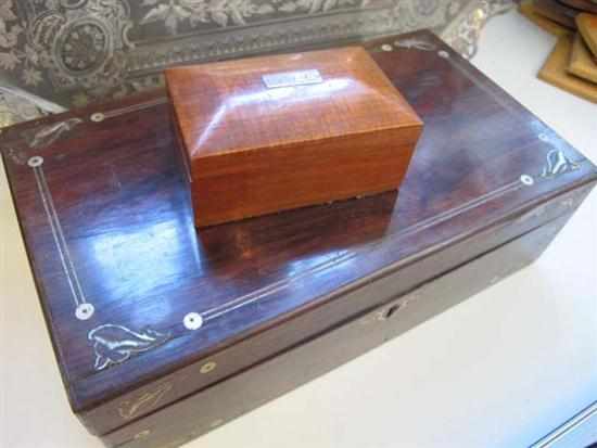 Appraisal: VICTORIAN ROSEWOOD MOTHER OF PEARL INLAID WRITING SLOPE A F