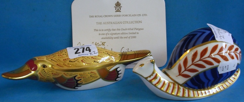 Appraisal: Royal Crown Derby Paperweights Duck Billed Platypus from the Australian