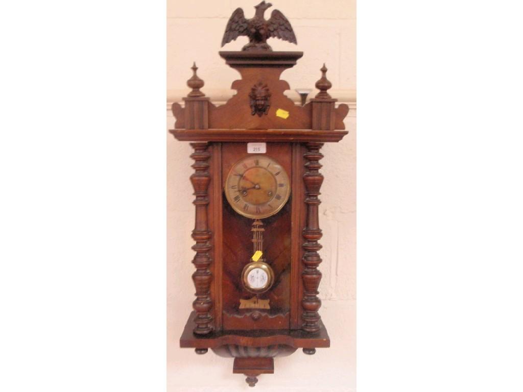 Appraisal: A thC German wall clock with walnut case cm high