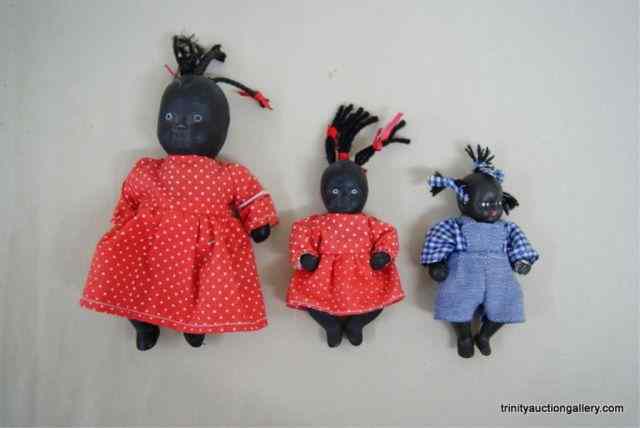 Appraisal: Vintage Porcelain Black Baby DollsAll three are different sizes and