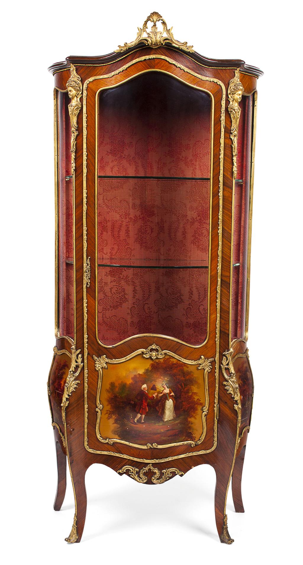 Appraisal: LOUIS XV STYLE KINGWOOD AND VERNIS MARTIN DISPLAY CABINET LATE