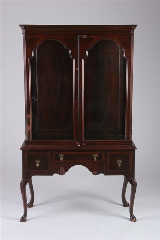 Appraisal: QUEEN ANNE STYLE HIGHBOY VITRINE th century mahogany Upper section