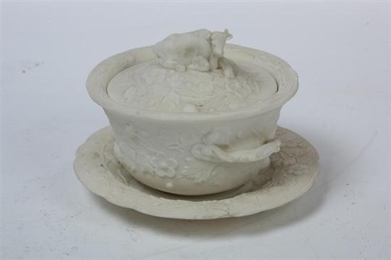 Appraisal: BISQUE BUTTER DISH English nd half- th century Covered butter