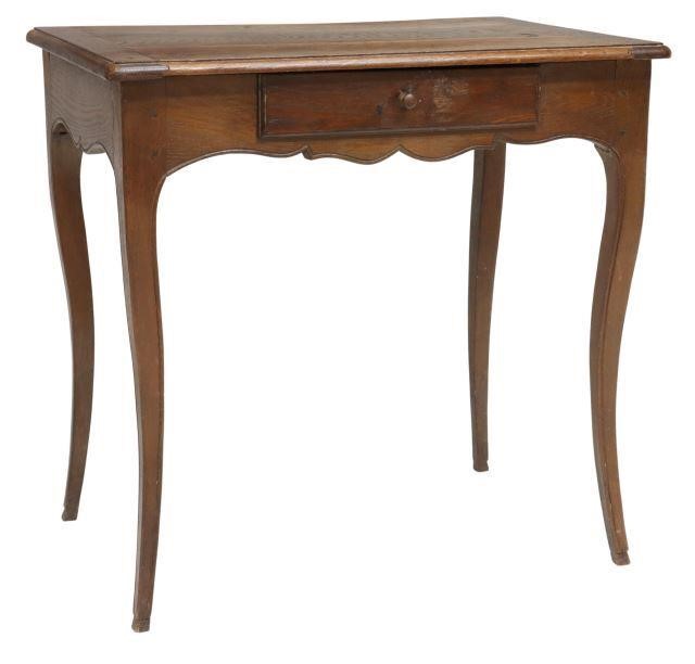 Appraisal: French Louis XV style oak work writing table late th