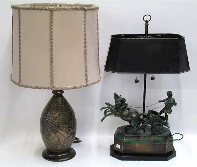 Appraisal: TWO METAL TABLE LAMPS the first of vasiform and the