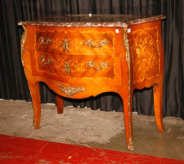 Appraisal: A Louis XV style marquetry commode early th century height