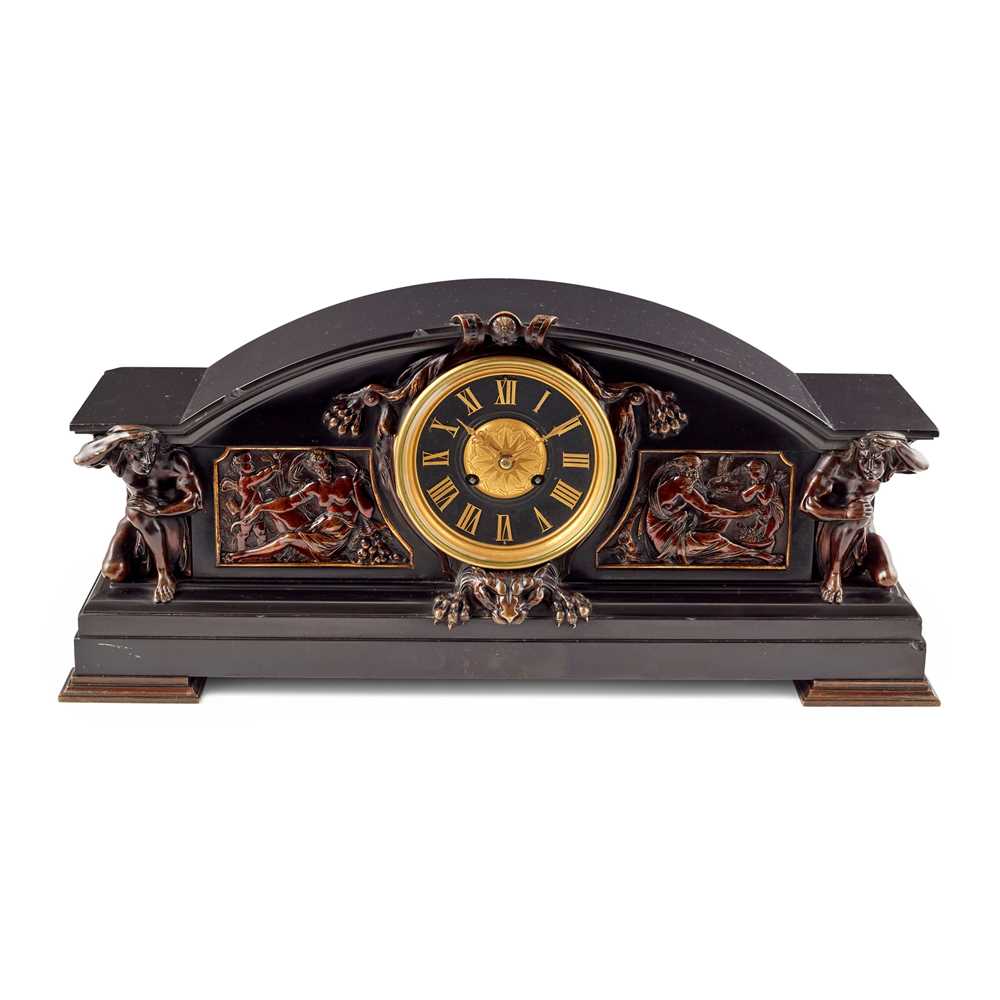 Appraisal: ENGLISH MANNER OF ALFRED STEVENS MANTEL CLOCK CIRCA polished slate