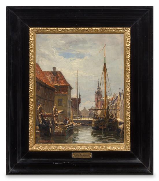 Appraisal: Sale Lot Wilhelm Karl Ferdinand Arnesen Danish - Harbor Scene