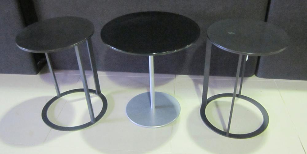 Appraisal: THREE CONTEMPORARY METAL SIDE TABLES THREE CONTEMPORARY METAL SIDE TABLES